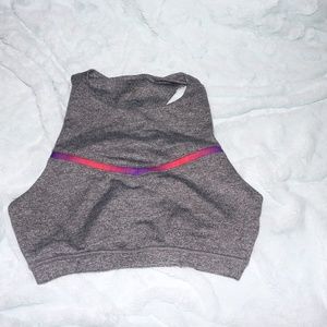 Non-padded Grey Sports Bra with colored stripe